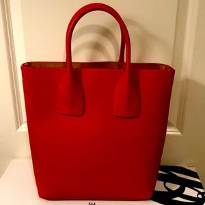 Red leather Zara tote bag
